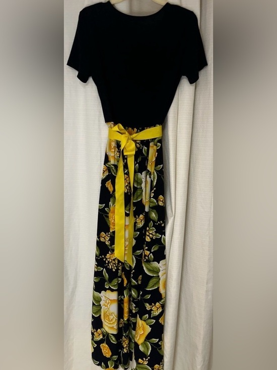 Source Unknown Dresses & Skirts - Navy Blue and Yellow Long Floral Dress